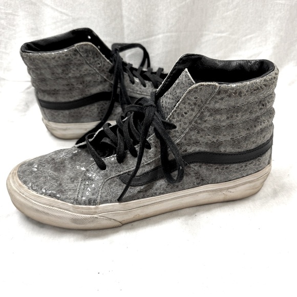 Vans Sk8 Hi Slim Metallic High Top Sneakers women’s 8 men’s 6.5 black silver - Picture 3 of 6